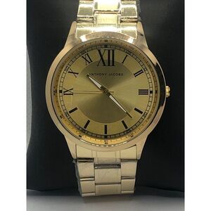 Anthony Jacobs Unisex Stainless Steel Analog Gold Dial Quartz Genuine Watch OP14